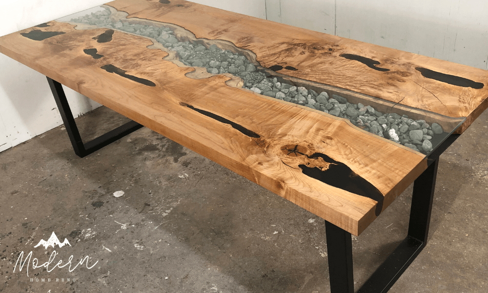 How to build a live edge table river style dining table DIY ModernHomeReno.com
