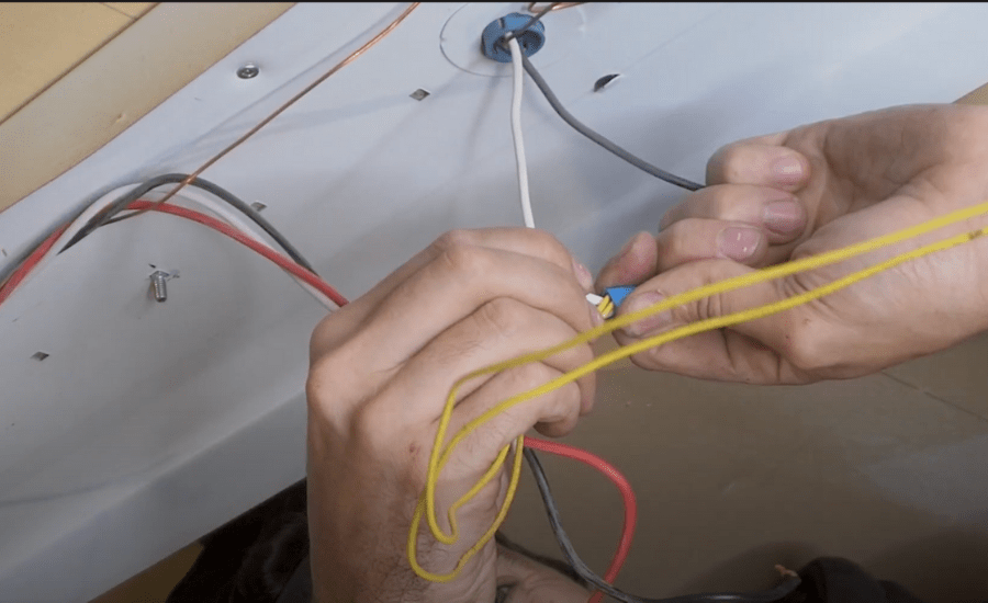 connecting the neutral white cable to the two yellow cables