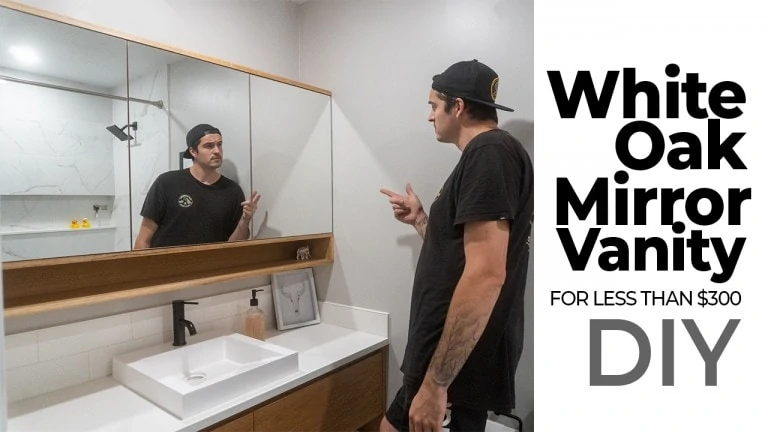 White Oak Bathroom Mirror Vanity Cabinet DIY Tutorial